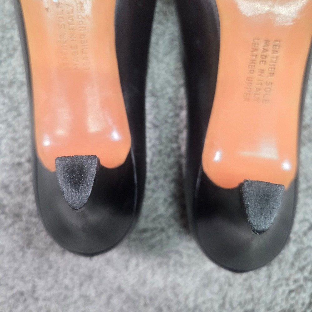Salvatore Ferragamo Black Leather Pumps Womens 6.5 AA Vintage Heels Italy Siren - Picture 10 of 11